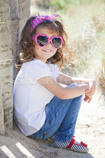 Vacaciones de verano nino nino joven gafas de sol playa Foto stock © godfer