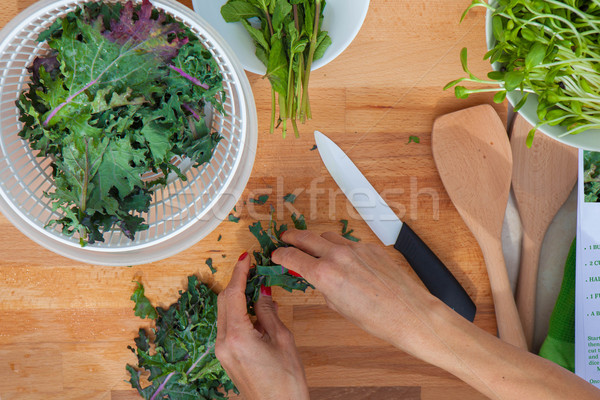 preparing organic vegetables kale Stock photo © godfer