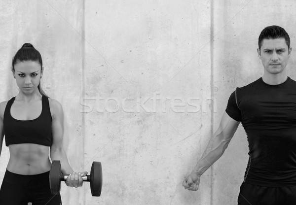 Sportolók személyes edzőcipő erős egészséges emberek Stock fotó © godfer