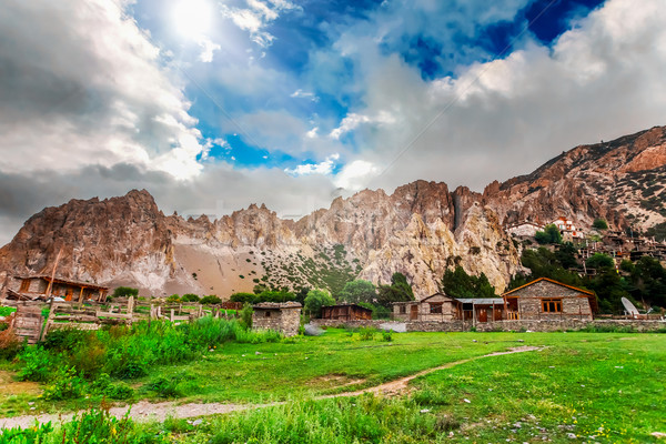 Stock fotó: Trekking · Nepál · gyönyörű · tájkép · Himalája · hegyek