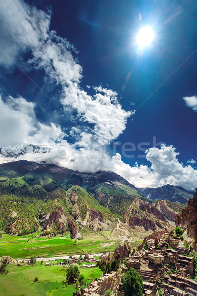 Stock fotó: Trekking · Nepál · gyönyörű · tájkép · Himalája · hegyek