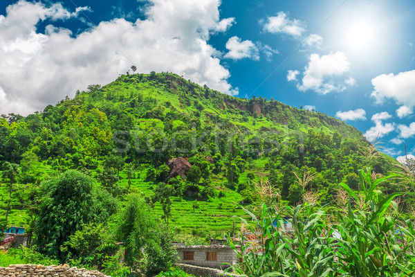 [[stock_photo]]: Trekking · Népal · belle · paysage · himalaya · montagnes