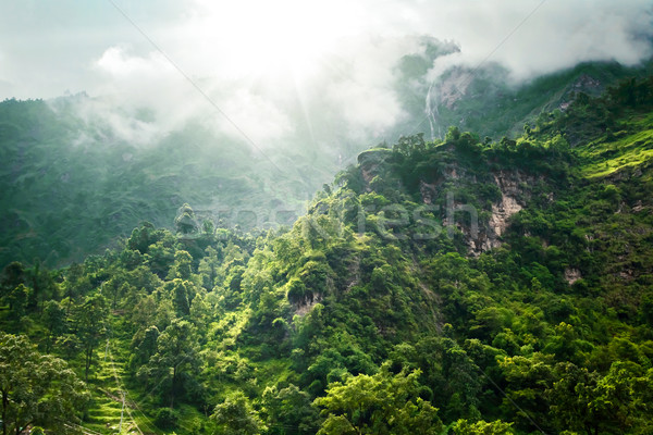 Stock fotó: Trekking · Nepál · gyönyörű · tájkép · Himalája · hegyek