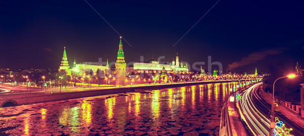 Stock foto: Moskau · Kremlin · Russland · kalten · Winter · Nacht