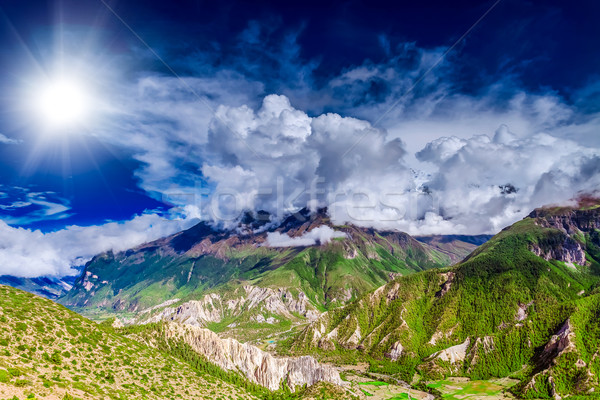 Trekking Nepál gyönyörű tájkép Himalája hegyek Stock fotó © goinyk