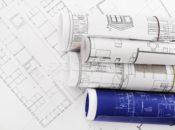 Сток-фото: чертежи · дома · планов · копия · пространства · служба · бумаги