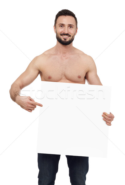 Torse nu homme pointant blanche corps [[stock_photo]] © goir