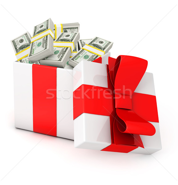 Gift box full with dollar banknotes Stock photo © goir