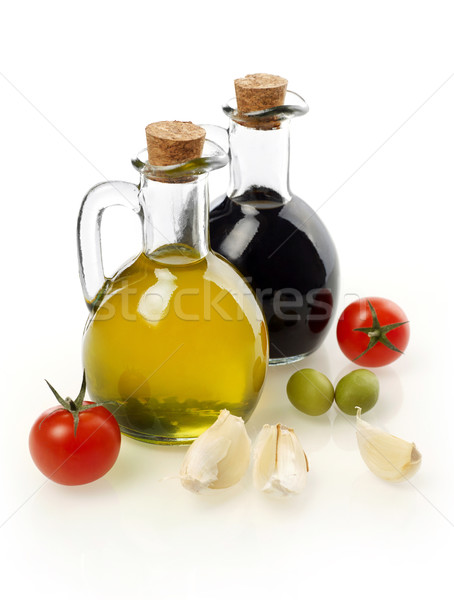 Virgin oil, vinegar and ingredients Stock photo © goir