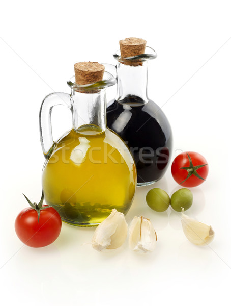 Foto stock: Virgem · Óleo · vinagre · ingredientes · isolado · branco