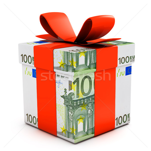 Gift box made of euro banknotes Stock photo © goir