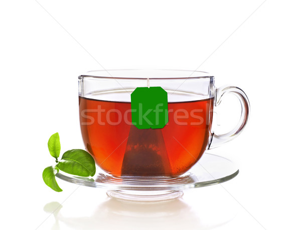 Piros teáscsésze csésze tea izolált fehér Stock fotó © goir