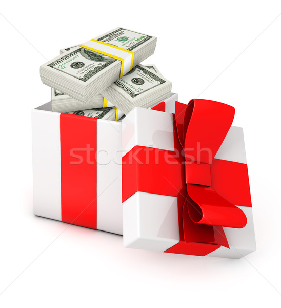 Gift box full with dollar banknotes Stock photo © goir