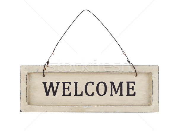 Bienvenida signo aislado blanco marco cartel Foto stock © goir