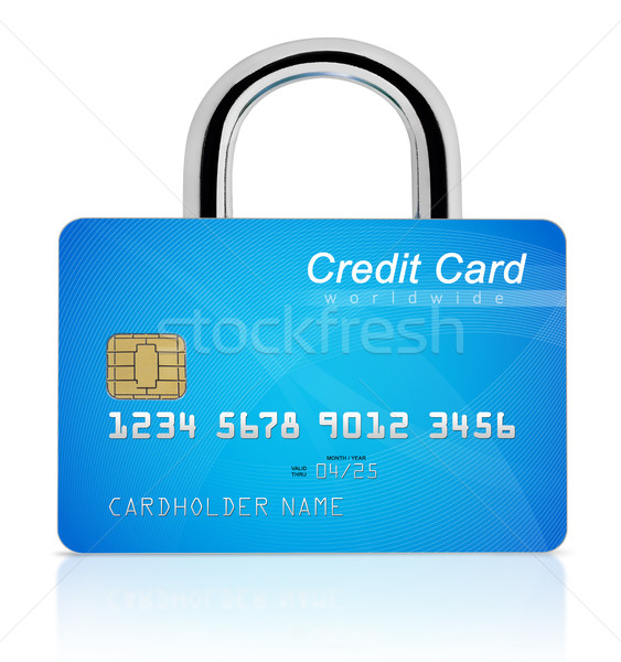 Сток-фото: кредитных · карт · безопасности · замок · изолированный · белый · Финансы