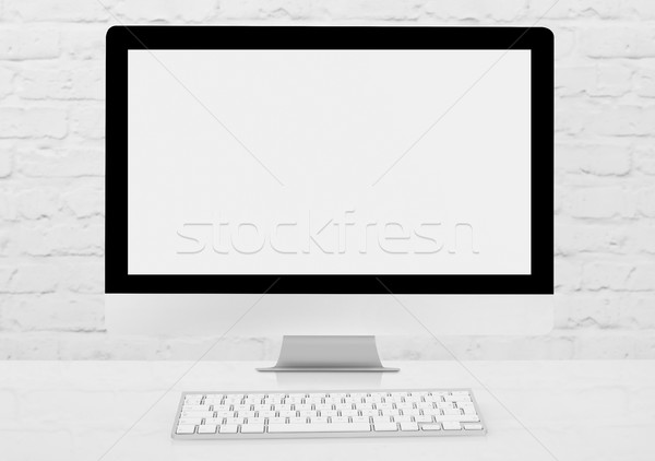 Monitor de calculator lucru tabel spatiu copie birou birou Imagine de stoc © goir