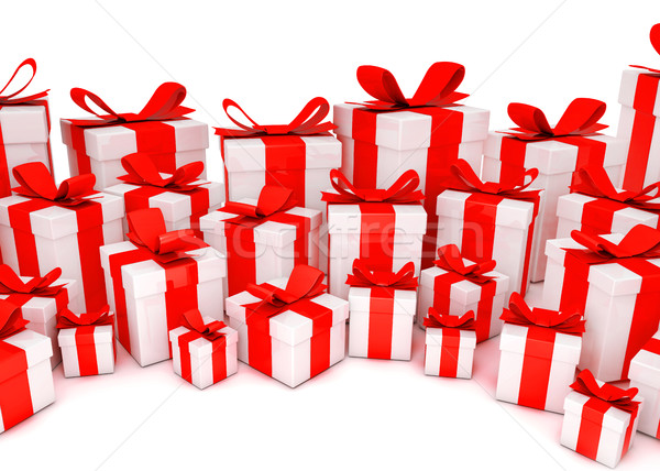 [[stock_photo]]: Rouge · coffrets · cadeaux · isolé · blanche · anniversaire · paquet