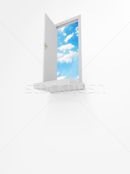 Meydan okumak kendiniz kapıyı açmak gökyüzü beyaz Stok fotoğraf © goir