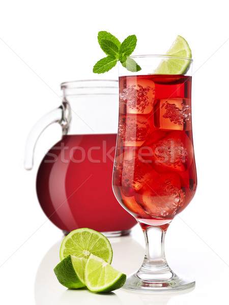 Cocktail Krug rot Kalk mint isoliert Stock foto © goir