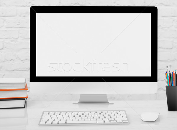 Zdjęcia stock: Monitor · komputerowy · pracy · biurko · tabeli · kopia · przestrzeń · biuro