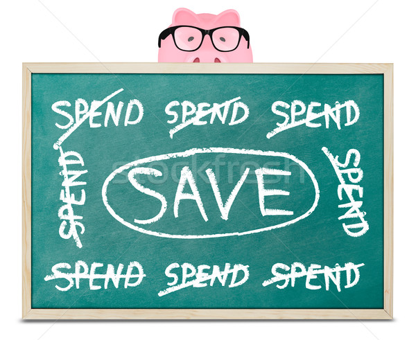 Piggy bank and save message on blackboard Stock photo © goir