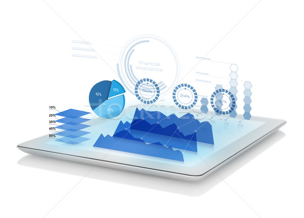 Diagrams projecting from tablet Stock photo © goir