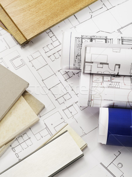 Planes planos materiales de construcción oficina lápiz Foto stock © goir