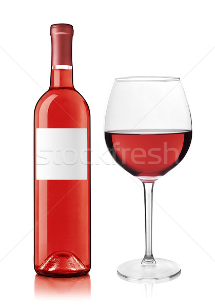 Rose wine bottle and glass Stock photo © goir