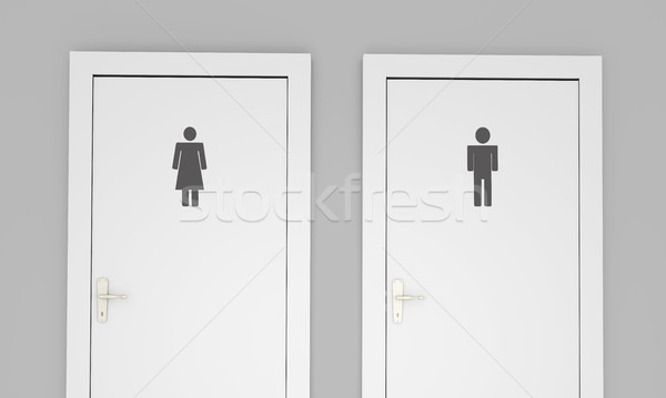 Nyilvános toalett ajtók ajtó felirat fehér Stock fotó © goir