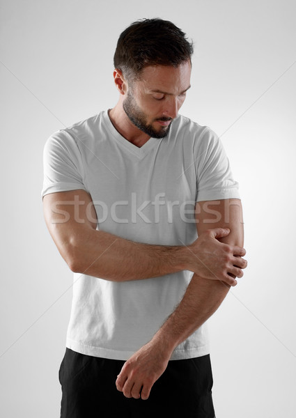 Elleboog pijn man grijs lichaam Stockfoto © goir