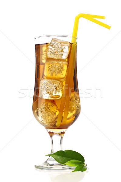 Ice tea sticlă izolat alb cocktail Imagine de stoc © goir