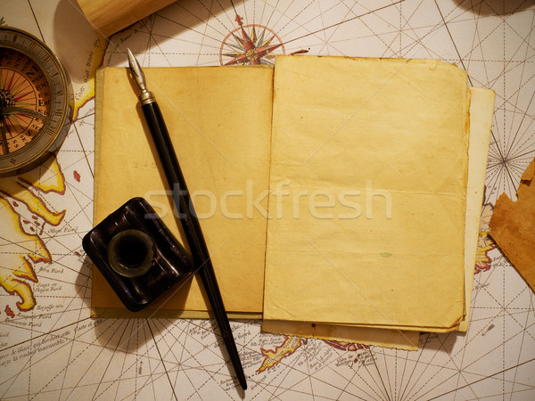 Ship's journal and navigational equipment Stock photo © goir