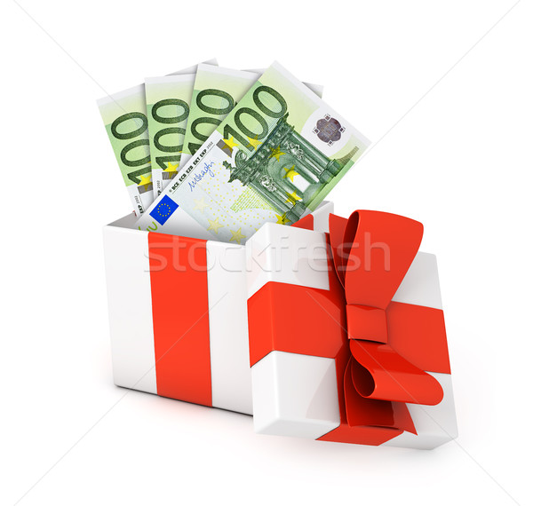 Gift box with euro banknotes Stock photo © goir