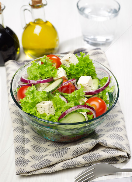 Frischen Salatschüssel Küche Tabelle Gemüse Zwiebel Stock foto © goir