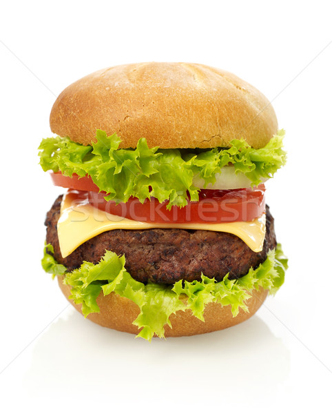 Sajtburger izolált fehér paradicsom hamburger étel Stock fotó © goir