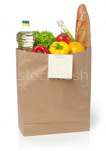 Zdjęcia stock: Zakupy · listy · worek · artykuły · spożywcze · odizolowany · biały