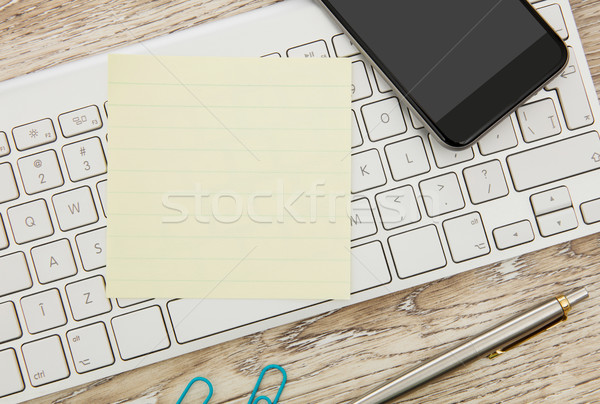 Foto stock: Adhesivo · nota · escritorio · papel · lápiz