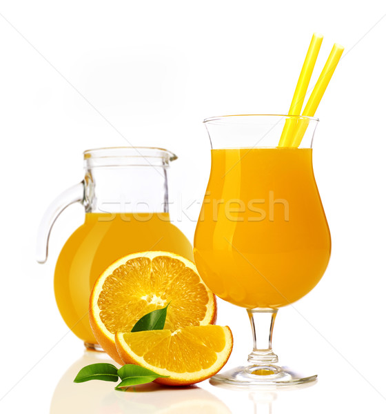 [[stock_photo]]: Jus · d'orange · orange · tranches · isolé · blanche