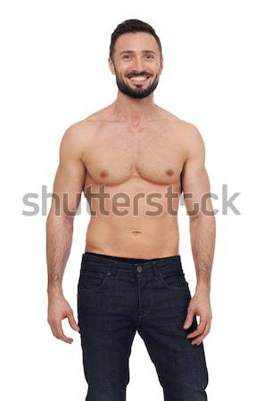 ストックフォト: 男 · シャツを着ていない · 筋肉の · 見える · カメラ