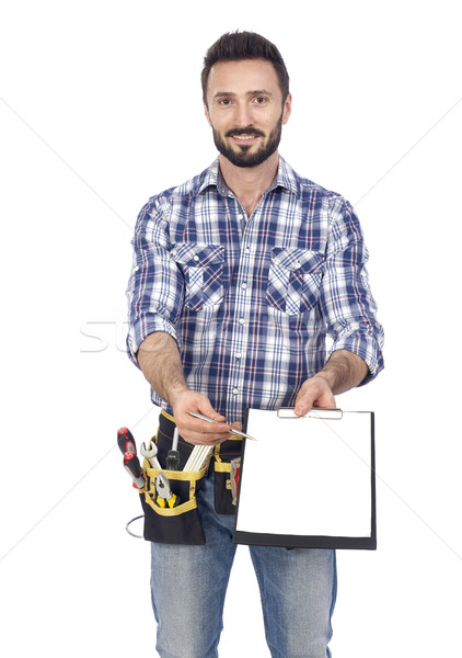 Handyman with clipboard Stock photo © goir