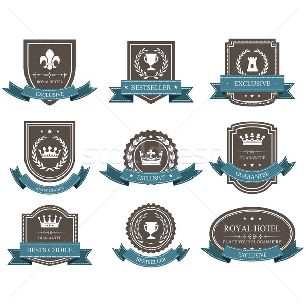 Stock photo: Emblems and badges with crowns and ribbons - award