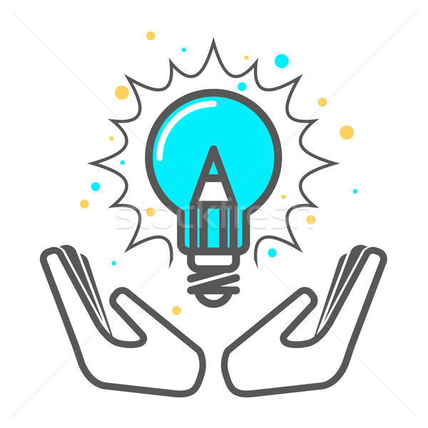 ストックフォト: 創造 · アイデア · 電球 · アイコン · 発明 · 鉛筆