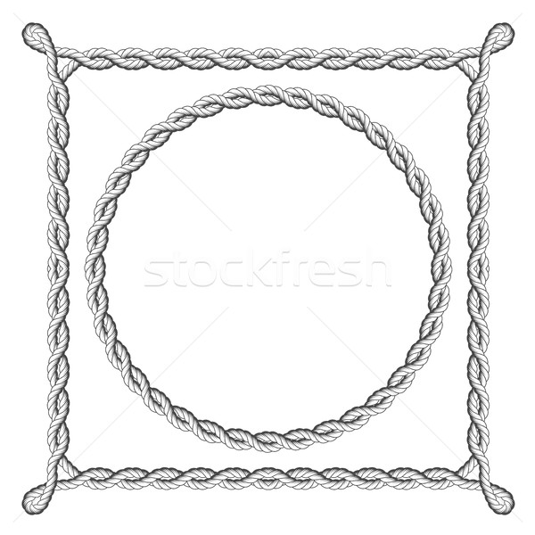 Twisted rope frames - round and square marine borders Stock photo © gomixer