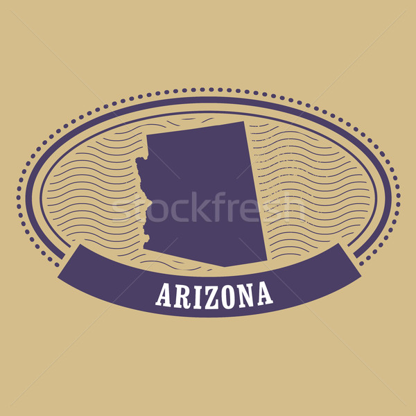 Stok fotoğraf: Arizona · harita · siluet · oval · damga · seyahat