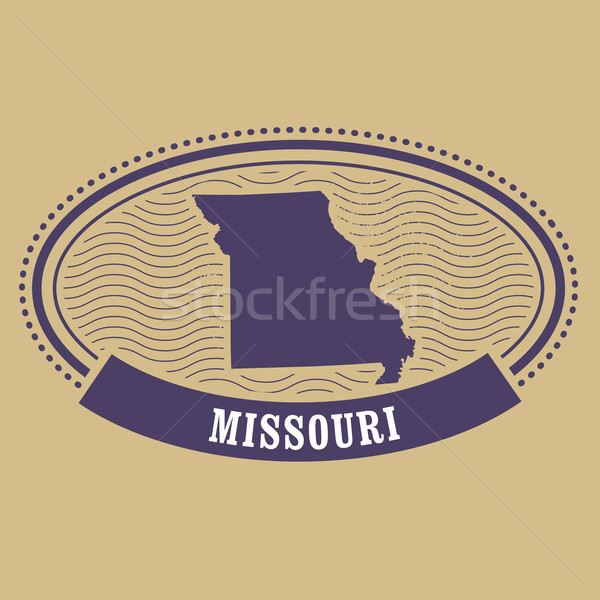 Missouri map silhouette - oval stamp of state Stock photo © gomixer