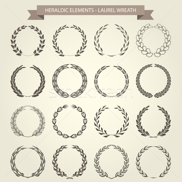 Stock photo: Set of Laurel Wreaths in heraldic style