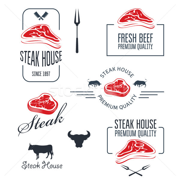 Steak house or butchery - meat store labels and emblems Stock photo © gomixer