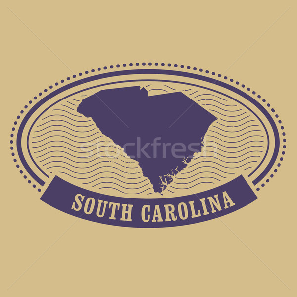 South Carolina map silhouette - oval stamp Stock photo © gomixer