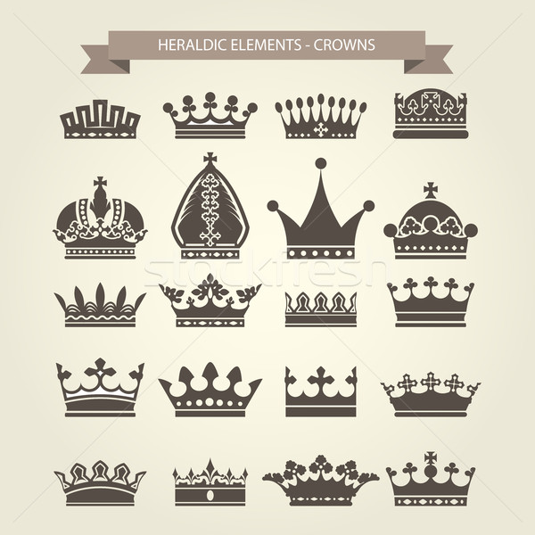 Heraldic symbols - royal crowns icon set Stock photo © gomixer