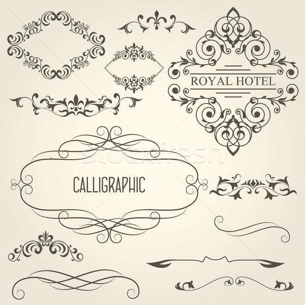 Vintage calligraphic frames with vignettes and ornamental divide Stock photo © gomixer